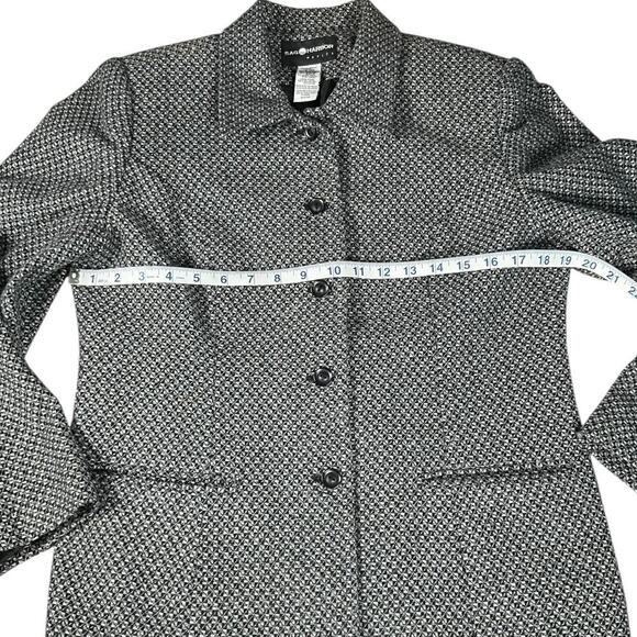 SAG HARBOR Wool Blend Blazer Hounds Tooth Grey Black Size 10P Button Up Vintage - Picture 6 of 12